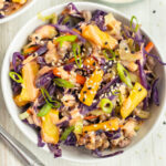 Picture of egg roll in a bowl in a small white bowl.