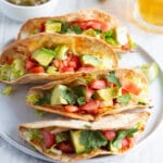 This is a picture of a plate of air fryer chicken tacos.