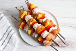 Picture of assembled skewers.