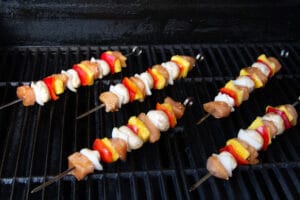 Picture of skewers on grill.