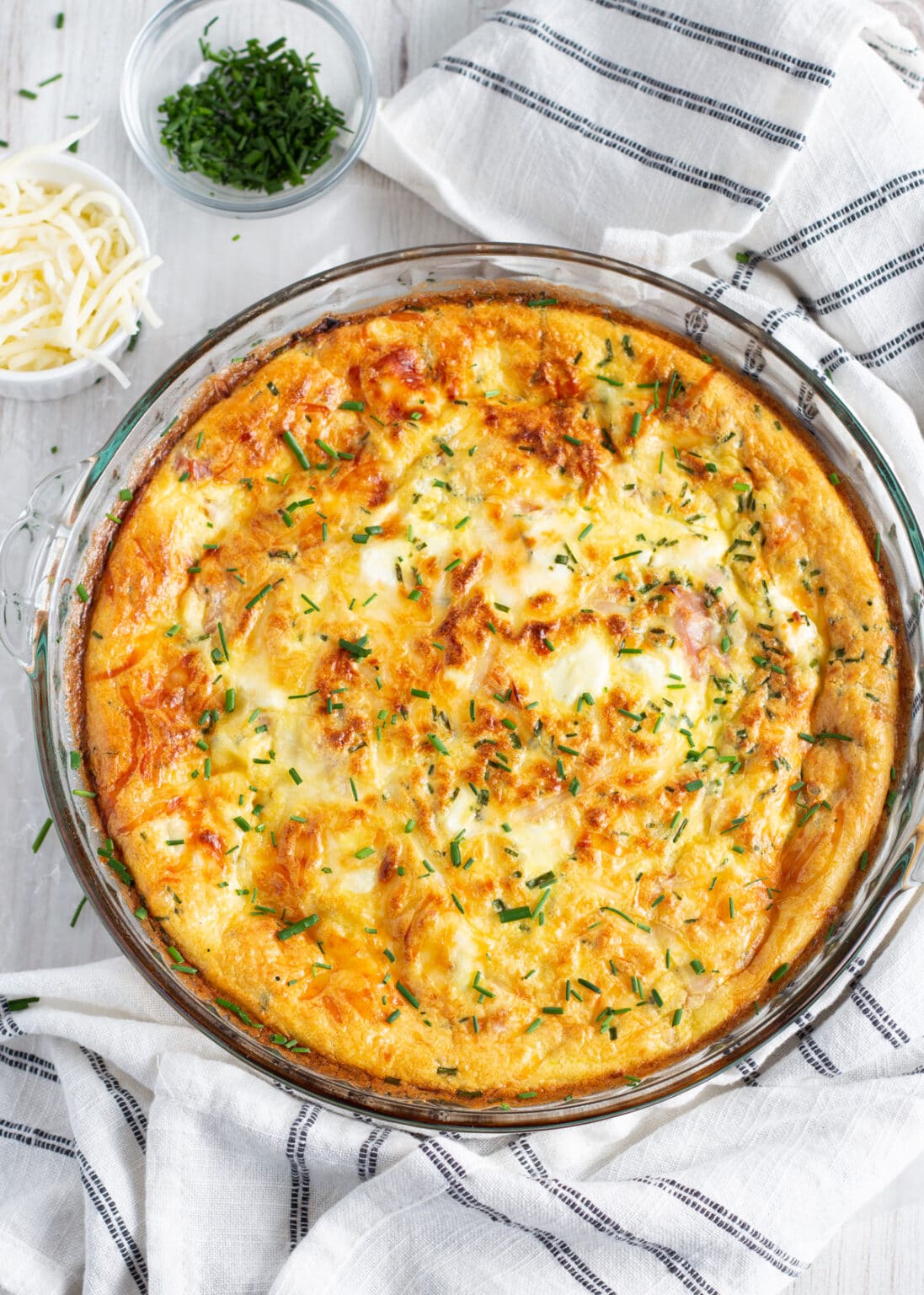 Crustless Quiche With Asparagus, Ham and Goat Cheese Sprinkled With