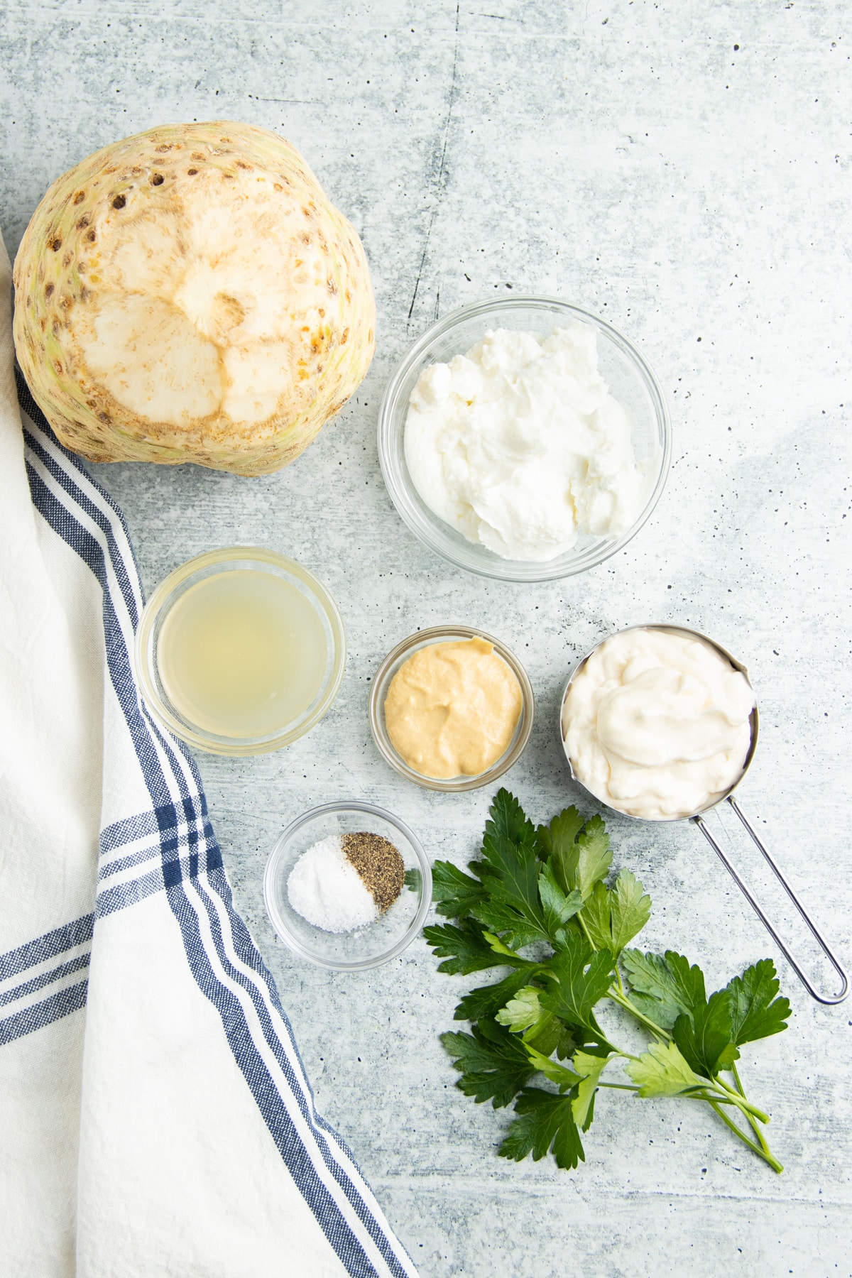 Image of all individual ingredients in small bowls. 