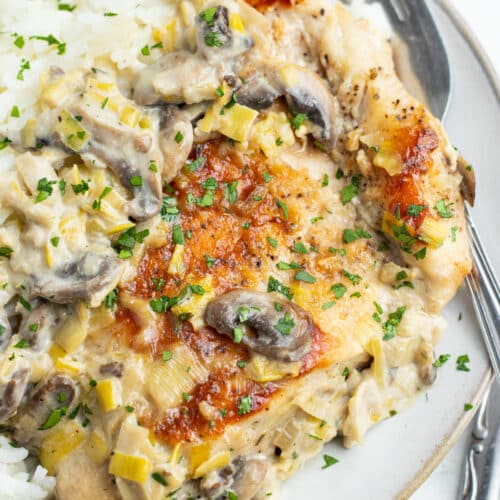 Creamy Dijon Chicken With Mushrooms and Leeks