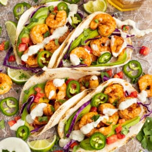 Picture of air fryer shrimp tacos.