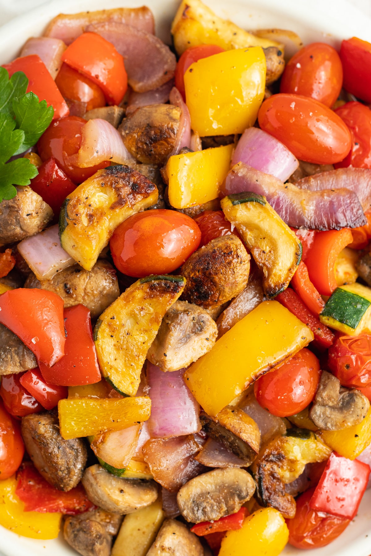 Close-up image of the cooked veggies. 