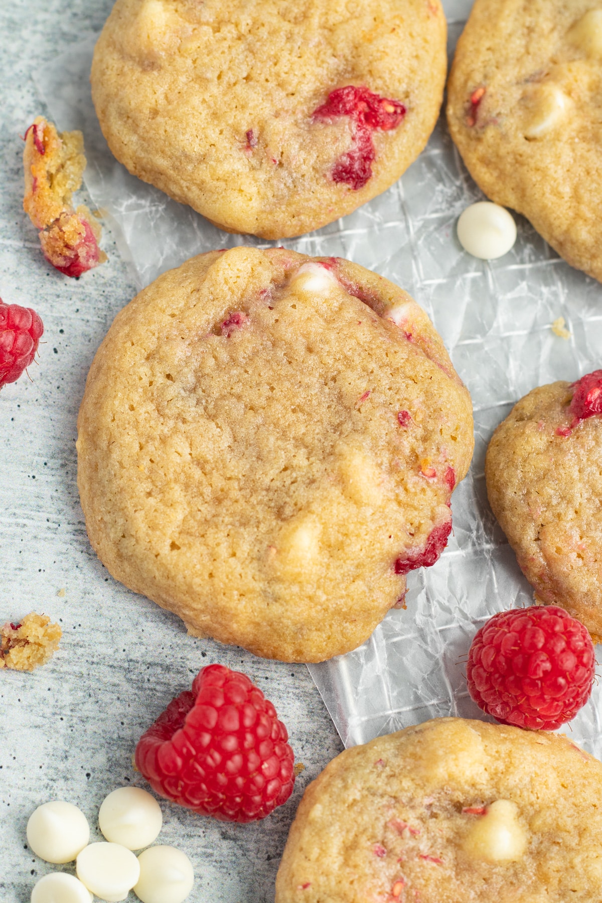Picture of raspberry and white chocolate cookies.