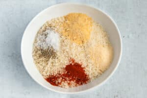 This is a picture of the panko in a bowl mixed with spices.