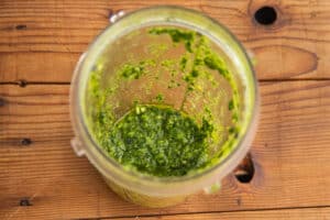 This is a picture of blended pesto.