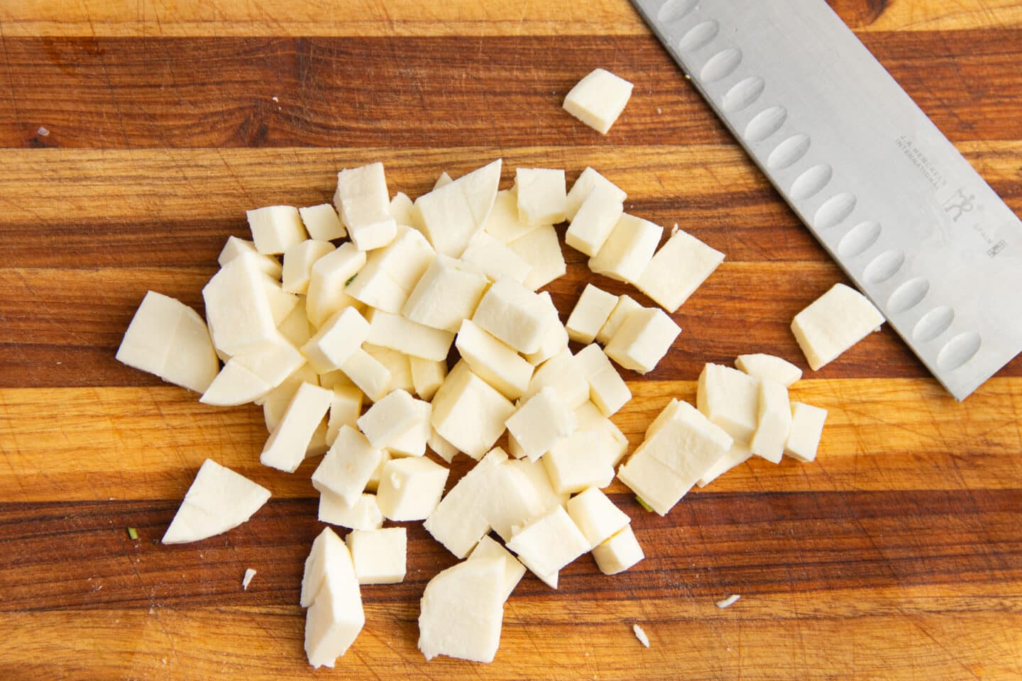 This is a picture of chopped mozzarella.