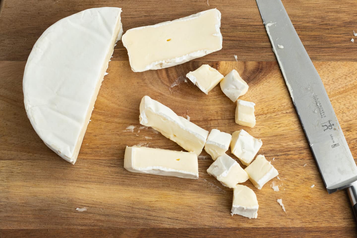 This is a picture of chopped brie. 