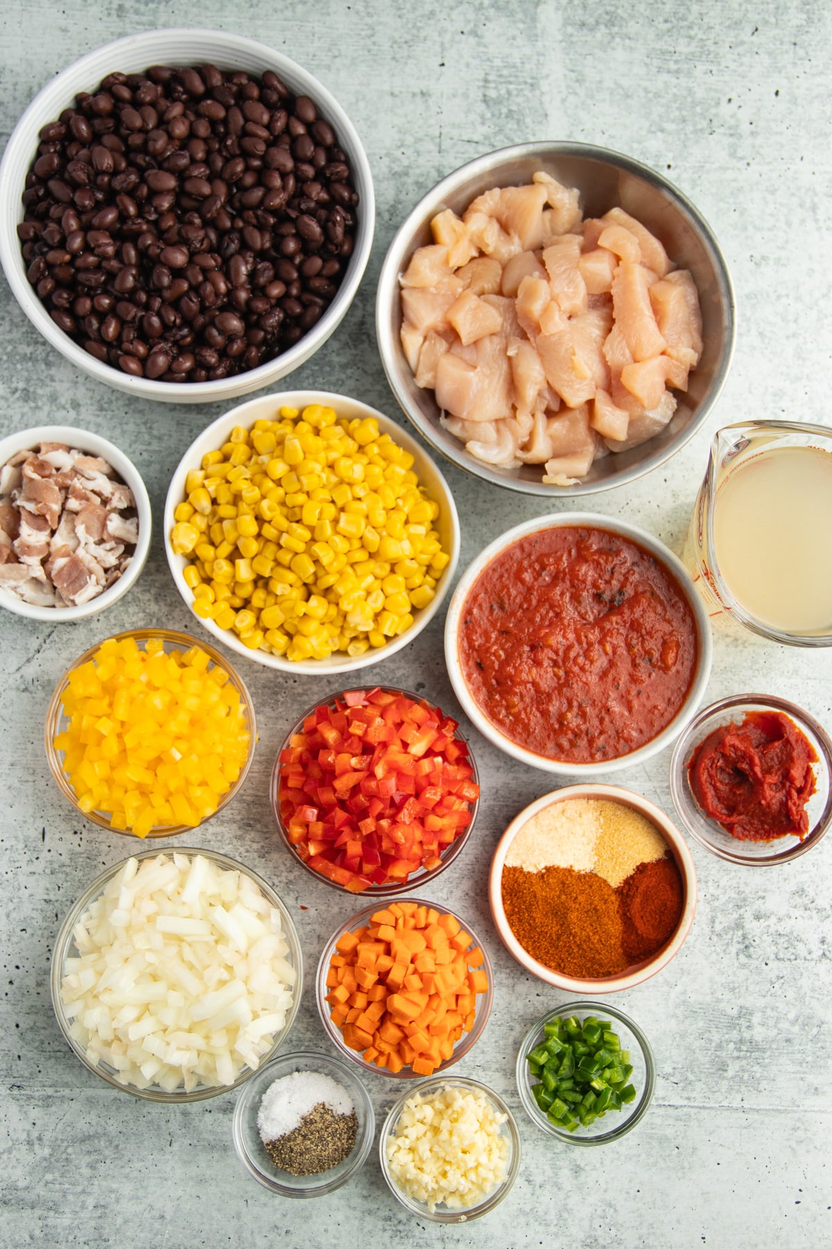 This is a picture of all the ingredients to make the chili.