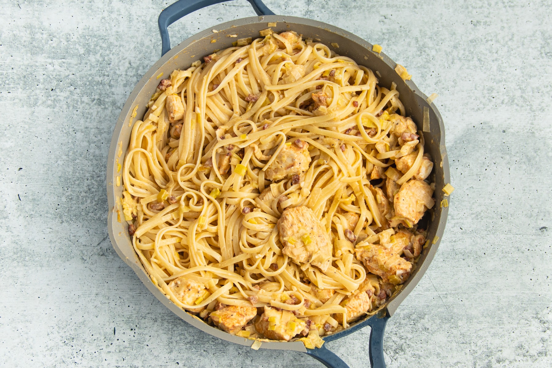 Chicken and Leek Pasta with Pancetta - Sprinkled With Balance