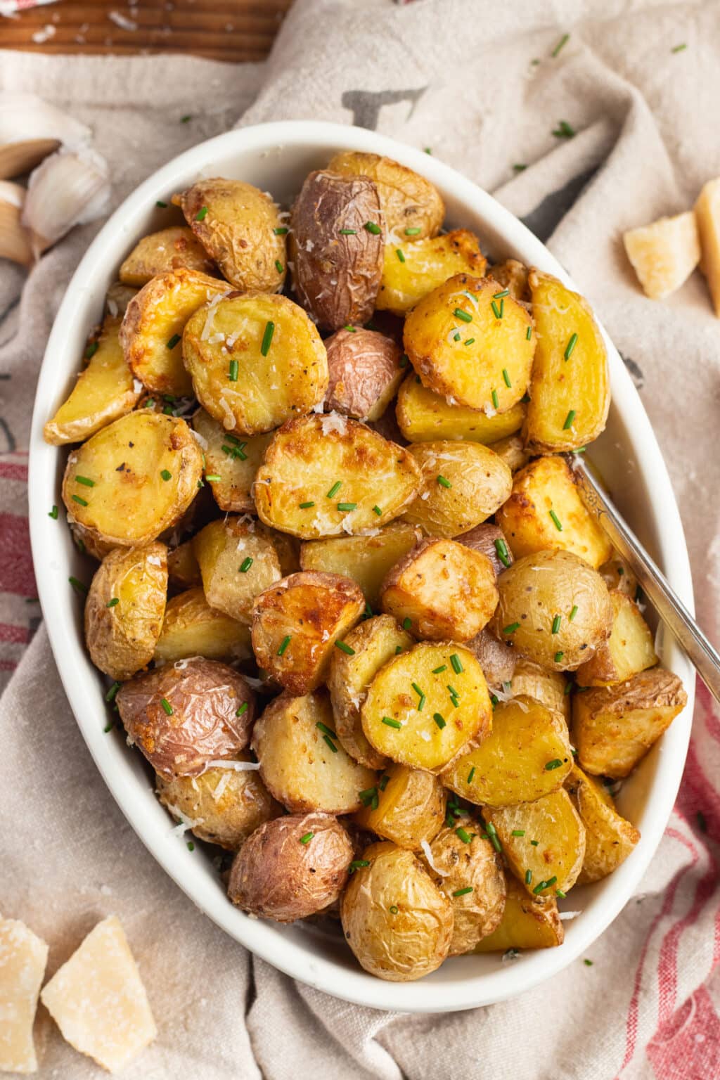 Air Fryer Garlic Parmesan Potatoes - Sprinkled With Balance