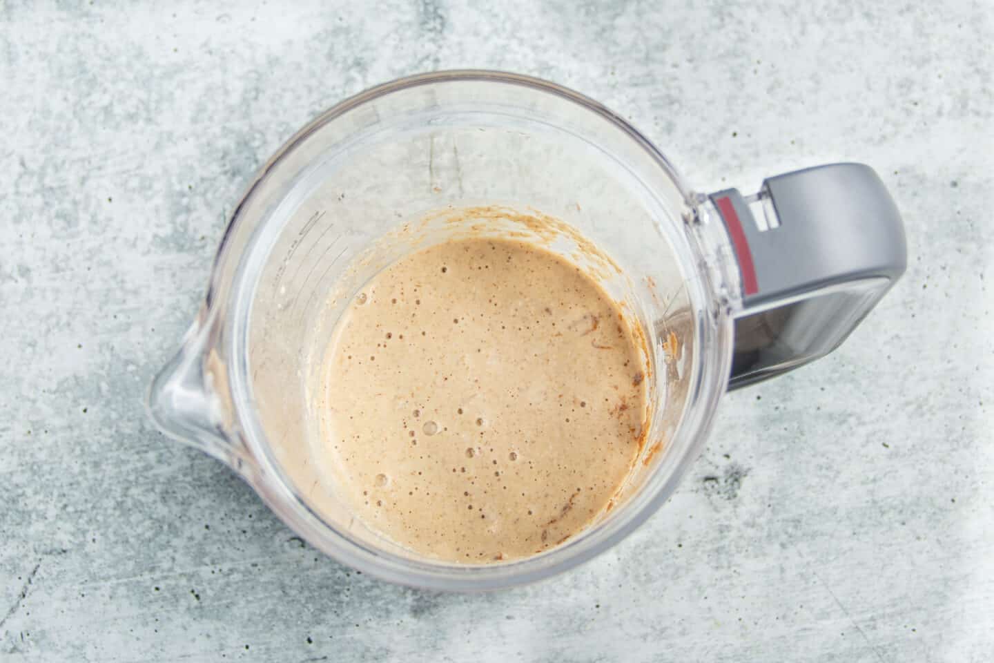 This is a picture of a blender with all the ingredients blended to make this recipe.