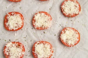 This is a picture of the tomatoes with added parmesan on top.