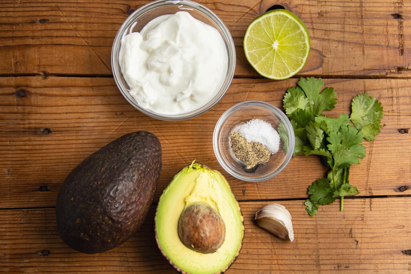 This is a picture of the ingredients needed to make the avocado crema.
