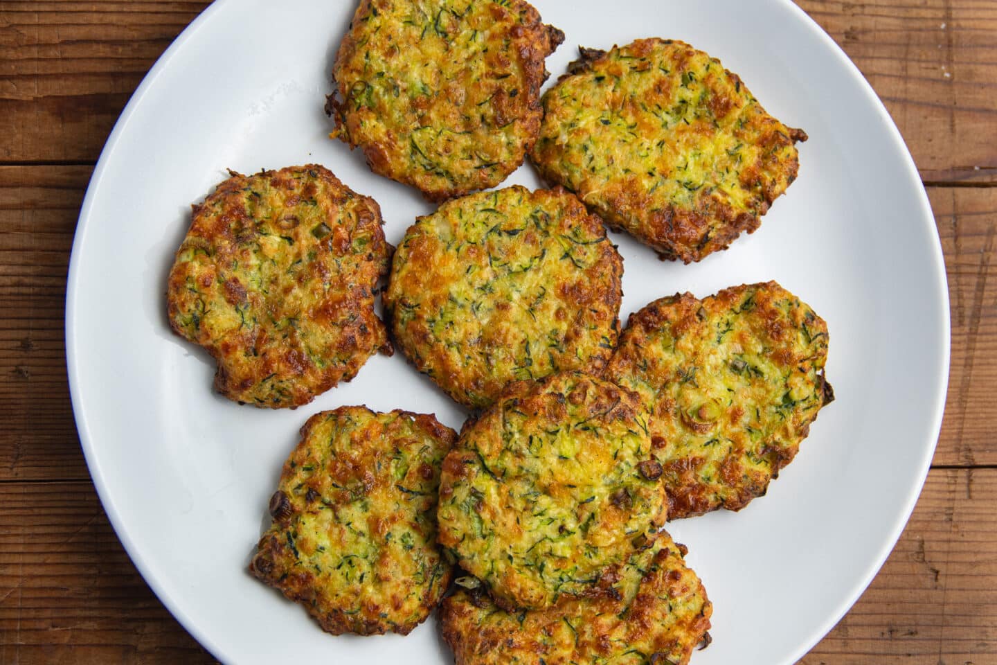 This is a picture of the cooked fritters on a plate.