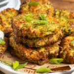 This is a picture of a stack of air fryer zucchini fritters.