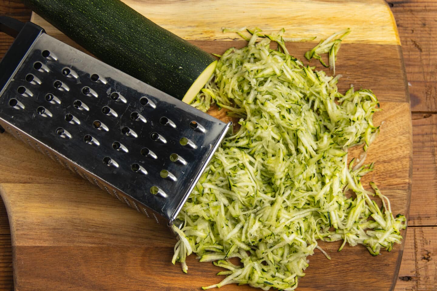 This is a picture of zucchini getting shredded.