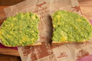This is a picture of the toast with avocado spread.