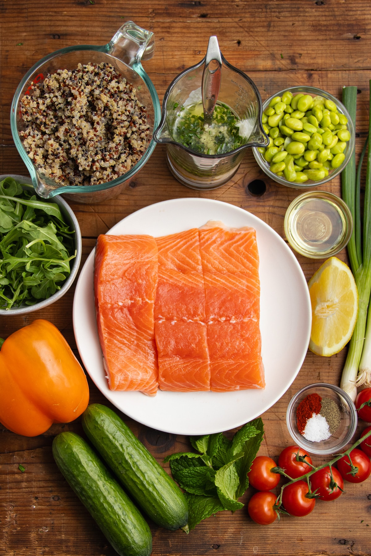 This is a picture of all the ingredients needed to make this salmon salad.