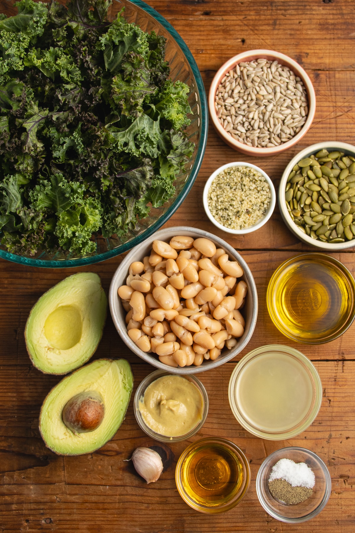 This is a picture of the ingredients needed to make this Erewhon kale salad copycat.