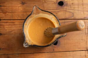 This is a picture of the peanut dressing being mixed together.