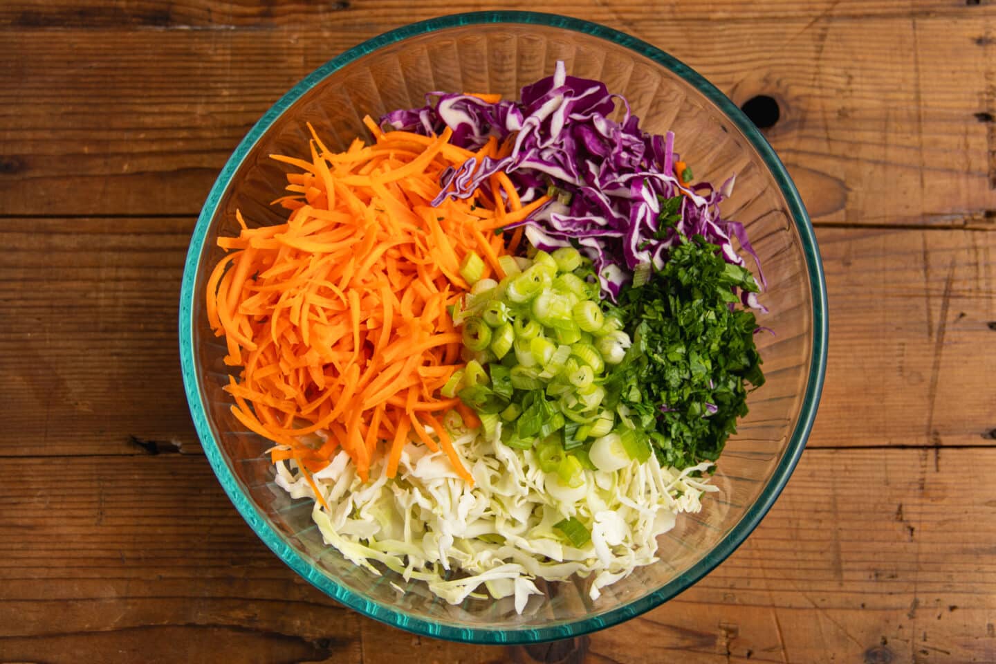 This is a picture of a bowl with all the shredded veggies.