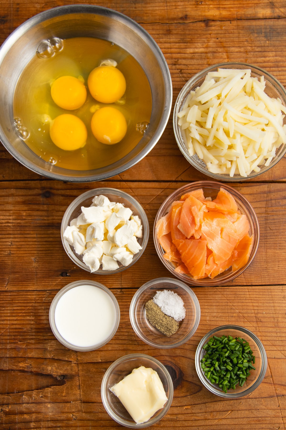 This is a picture of all the ingredients needed to make this scramble recipe.