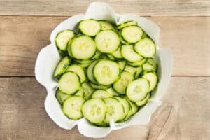 This is a picture of chopped cucumber on paper towels.