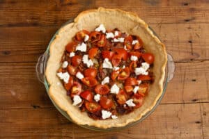 This is a picture of the crust with the goat cheese added.