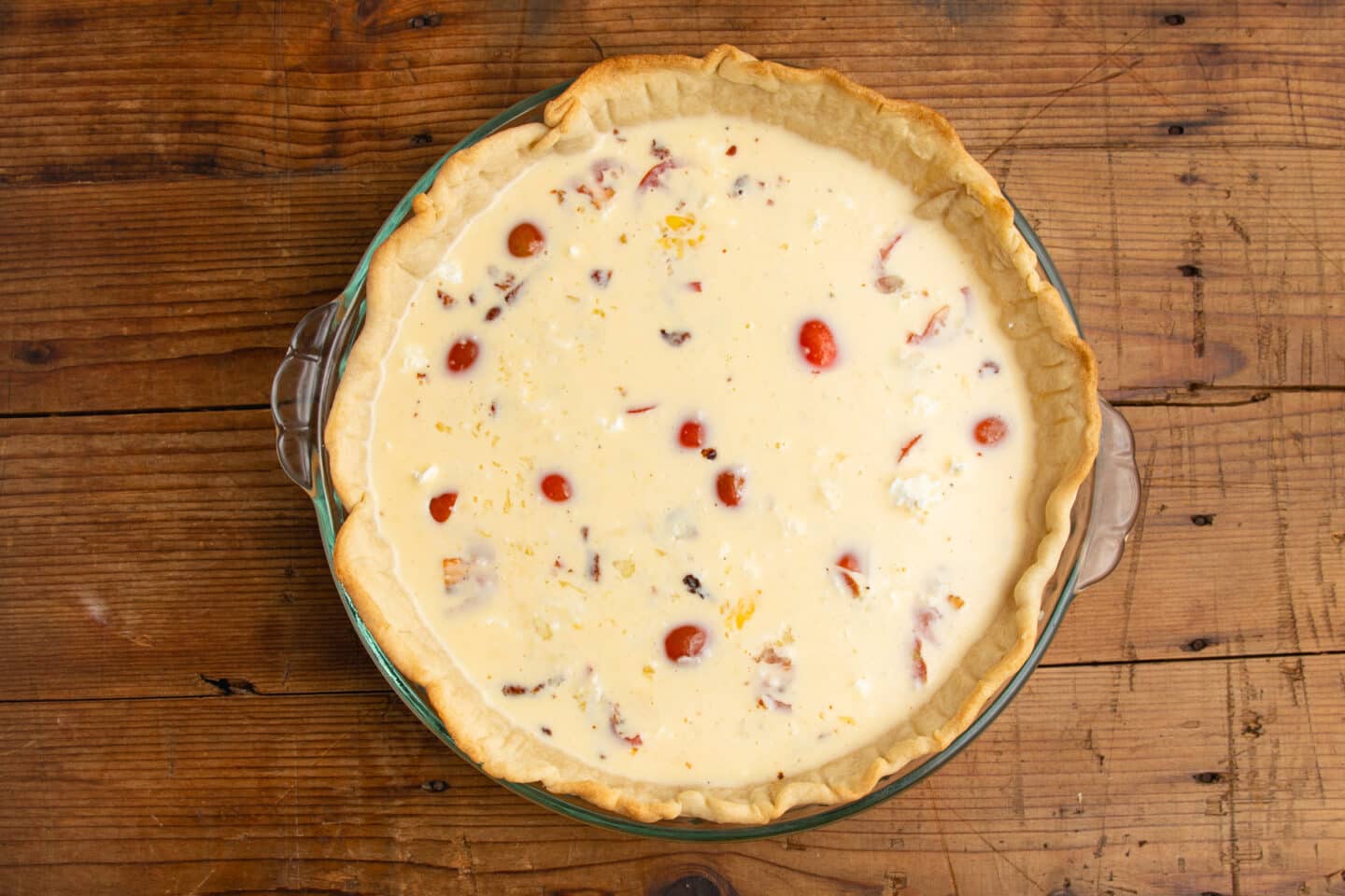 This is a picture of the crust with the egg mixture added.