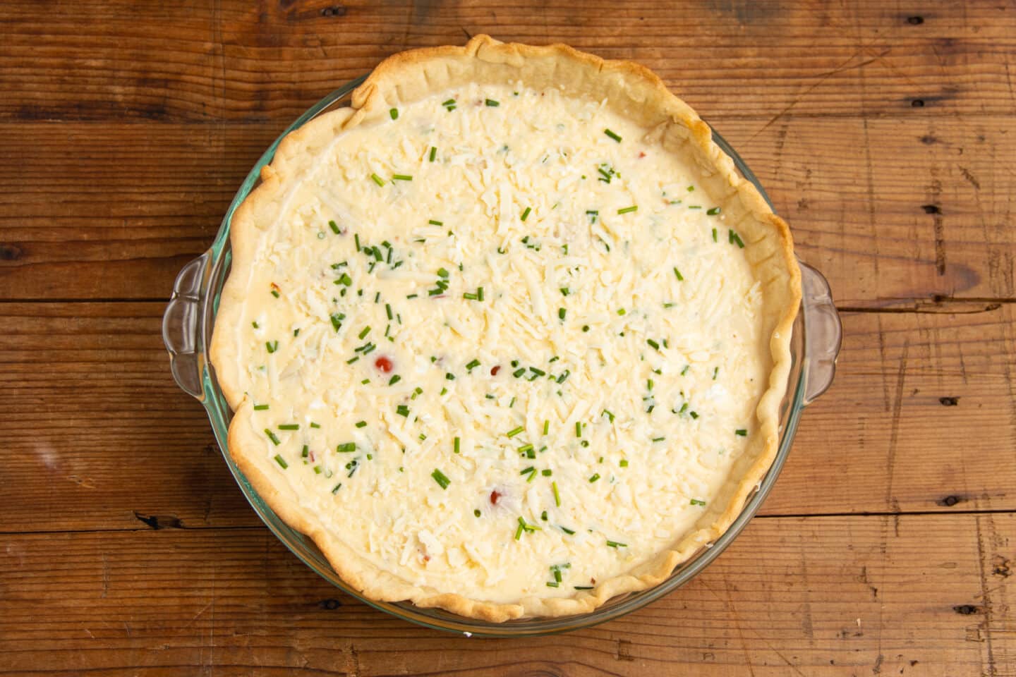 This is a picture of the crust with gruyere and chives added.