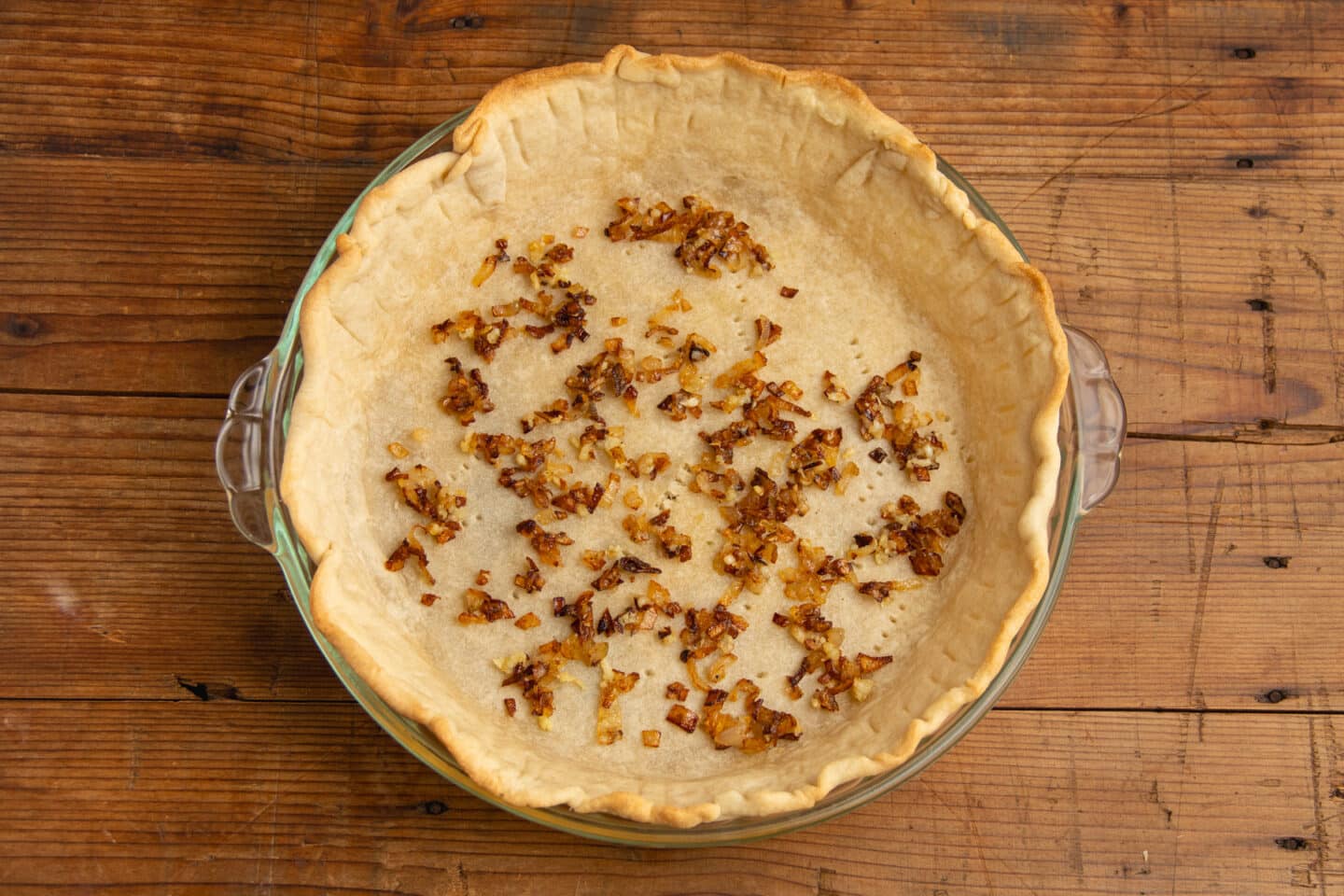 This is a picture of the crust with added caramelized shallots.