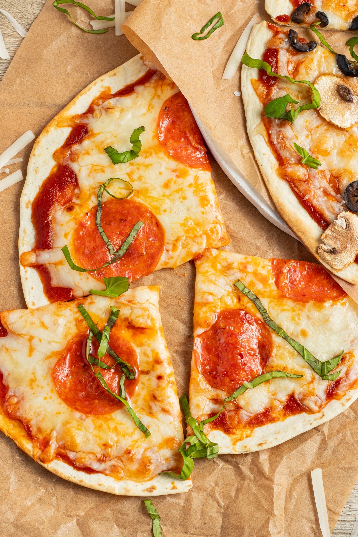 This is a picture of an air fryer tortilla pizza.