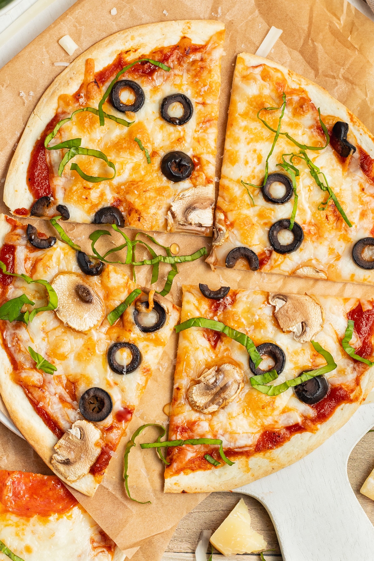 This is a picture of an air fryer tortilla pizza.