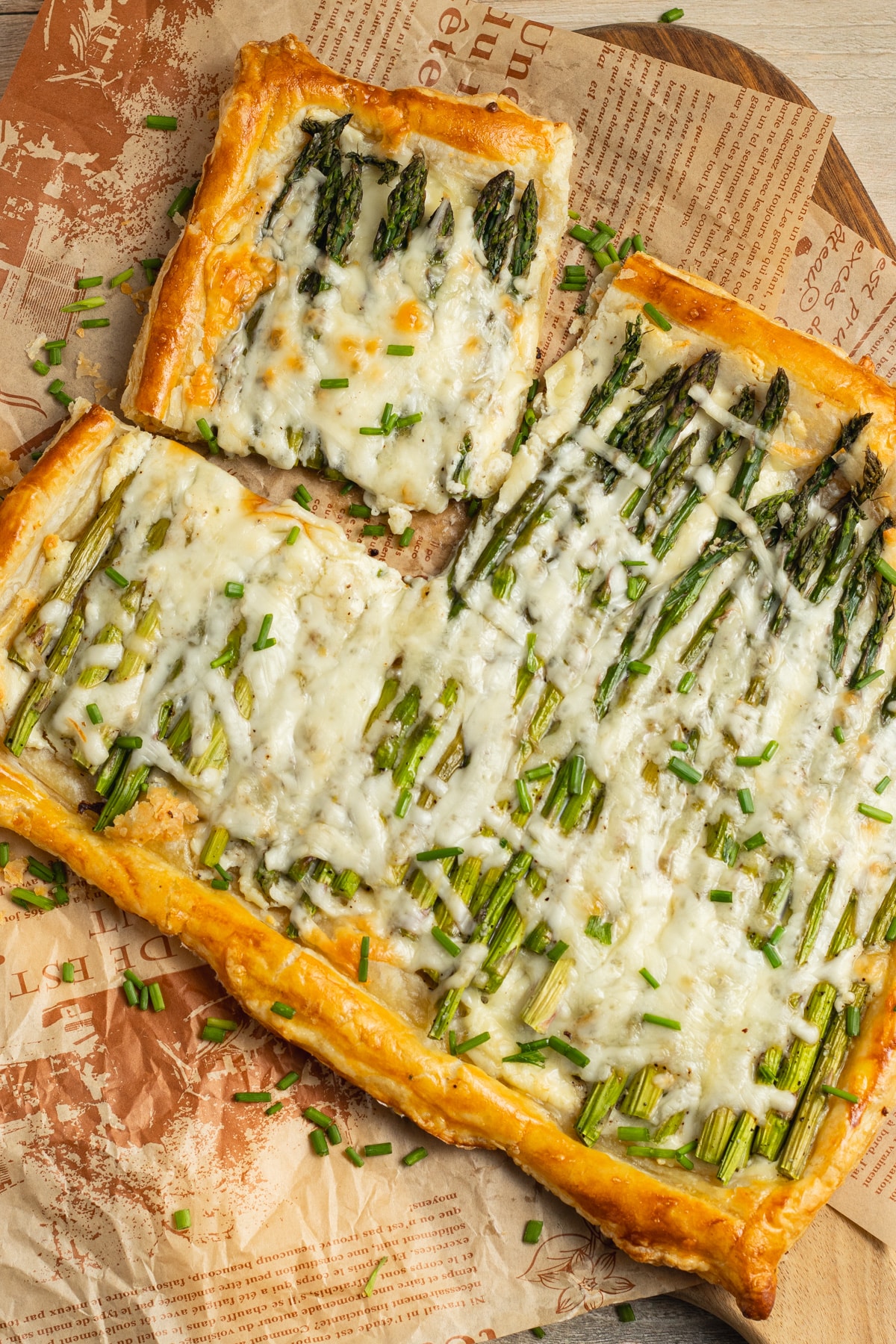 This is a picture of the asparagus puff pastry tart.
