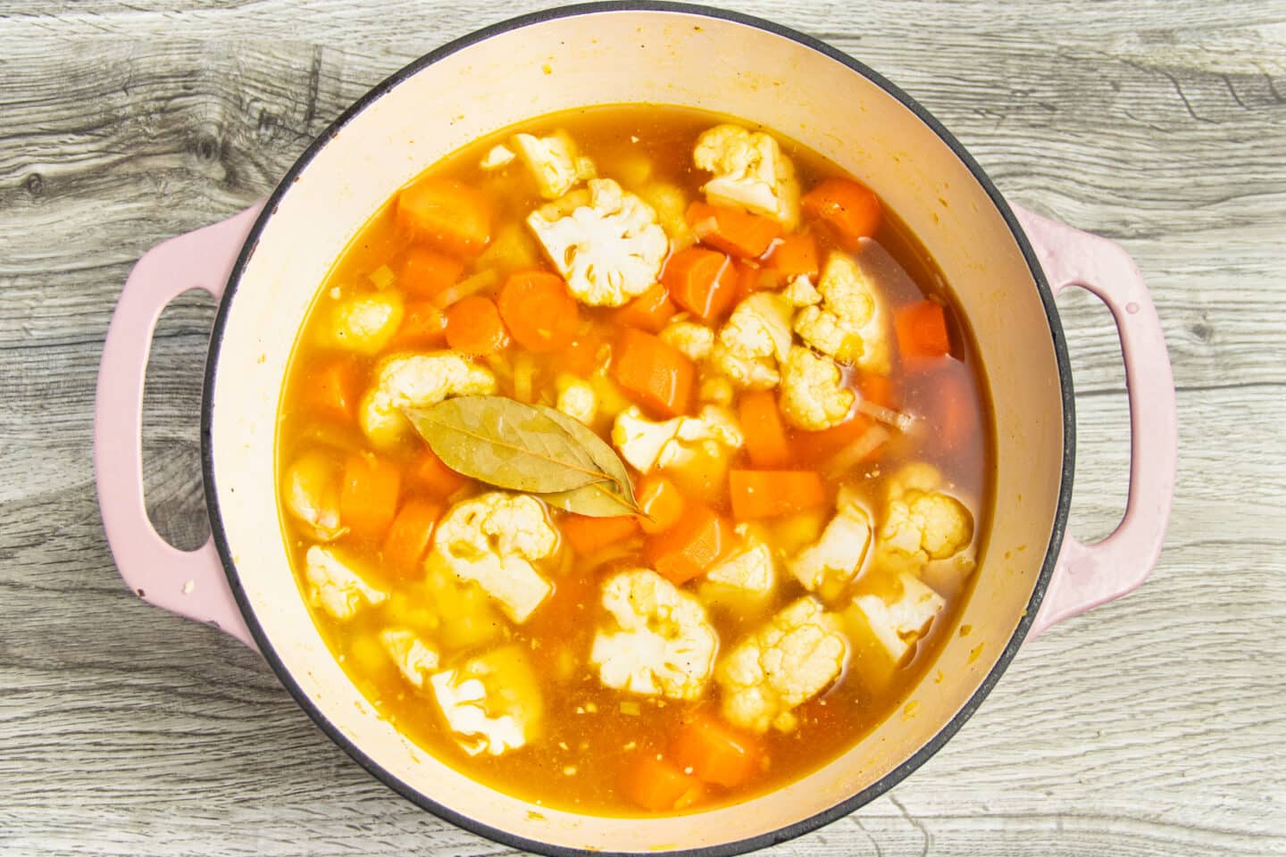 This is a picture of the pot with the broth added.