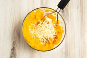 This is a picture of the mashed butternut with added spices and cheese.