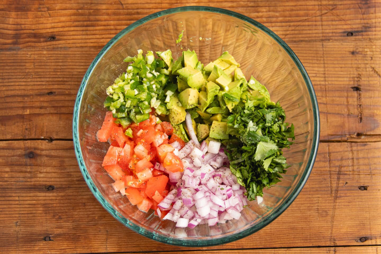 This is a picture of all the ingredients chopped up in a bowl.