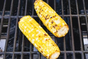 This is a picture of the corn being grilled.
