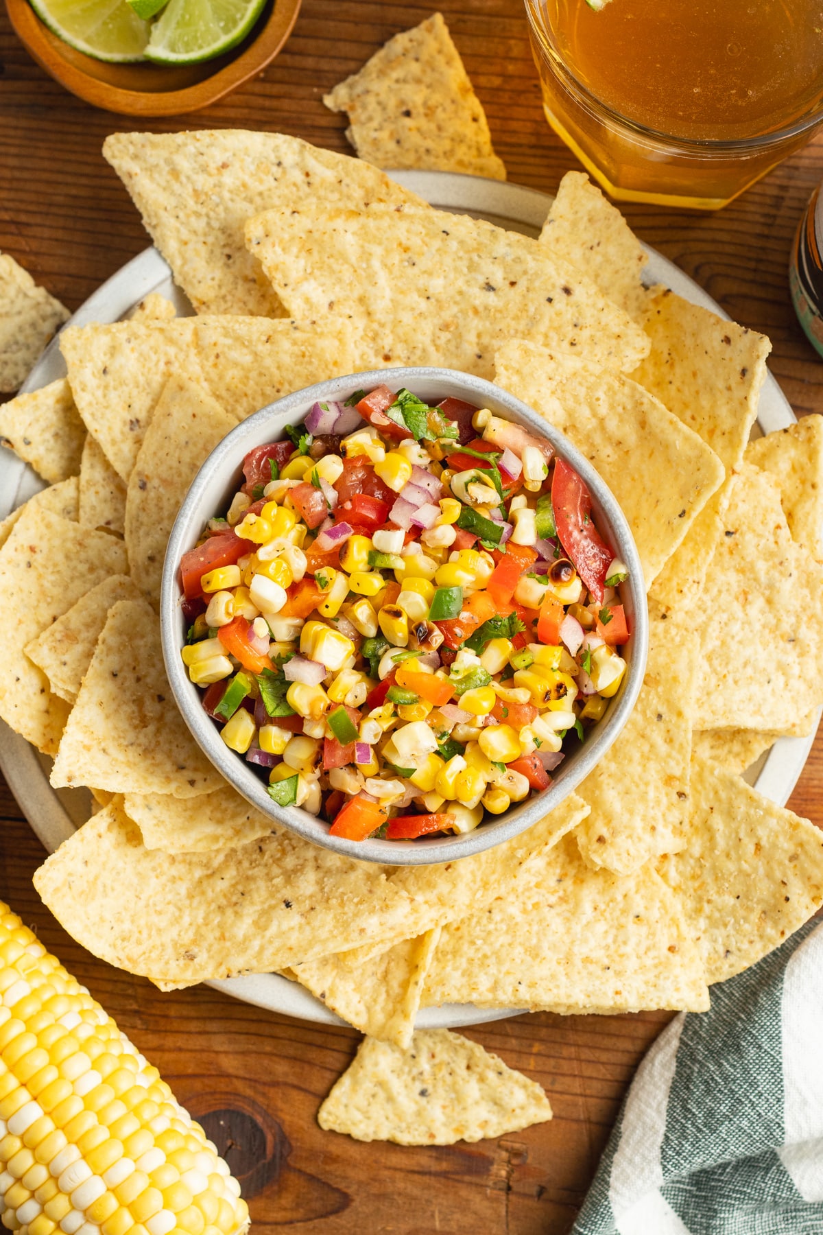 This is a picture of a bowl of grilled corn pico de gallo.