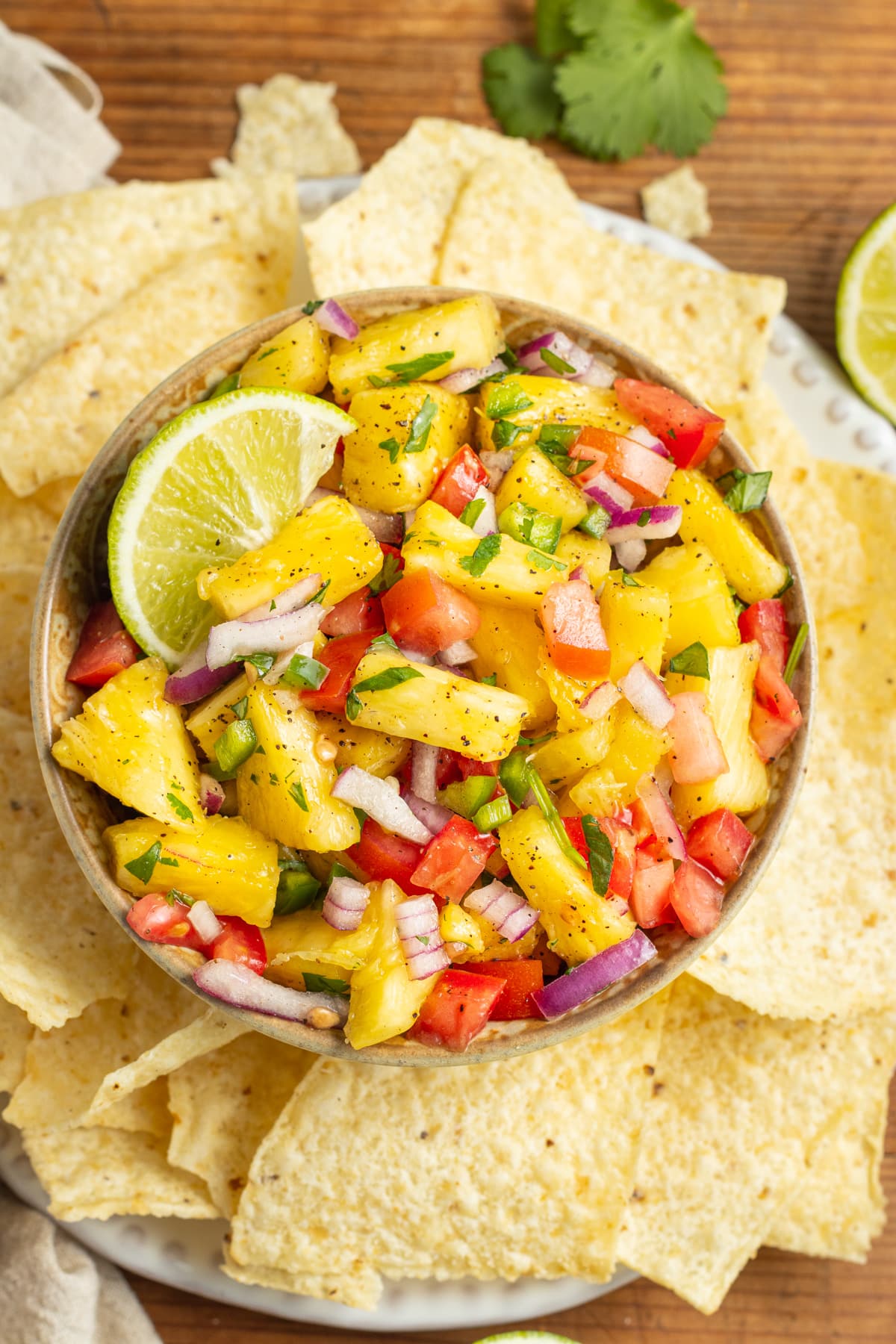 This is a picture of a bowl of pineapple pico de gallo.
