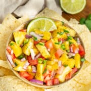 This is a picture of a bowl of pineapple pico de gallo.