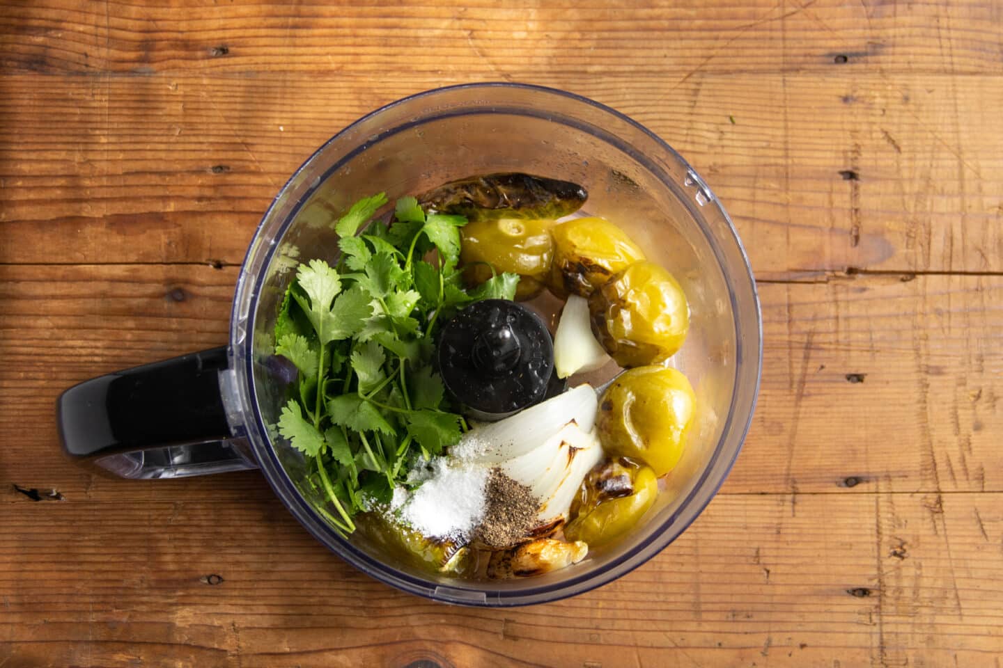 This is a picture of the veggies added to a food processor.