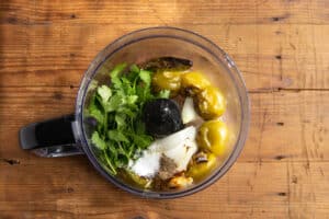 This is a picture of the veggies added to a food processor.