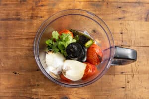 This is a picture of the roasted veggies in the blender.