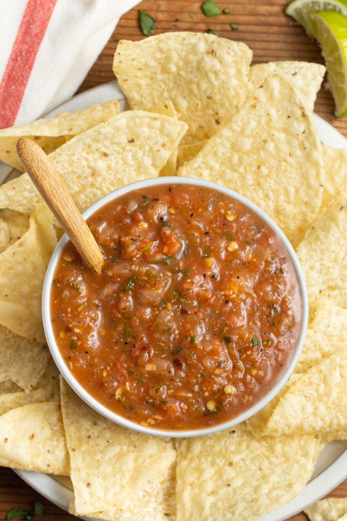 This is a picture of a bowl of roasted red salsa.