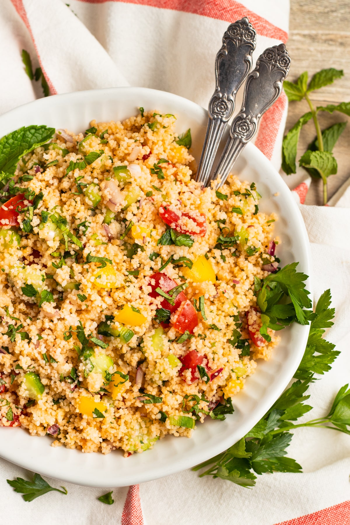 This is a picture of a bowl of couscous tabbouleh.