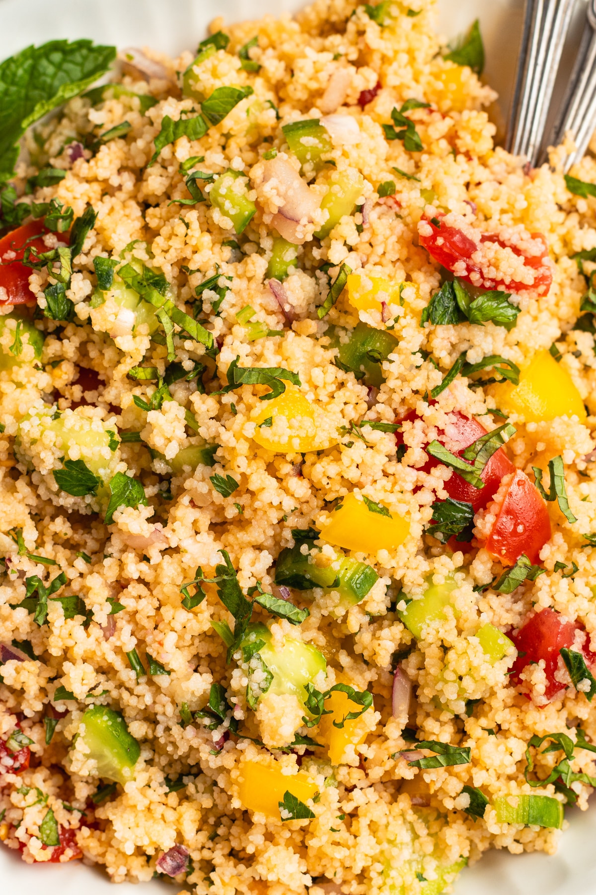 This is a picture of a bowl of couscous tabbouleh.